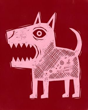 Primitive Stencil Dog Illustration
