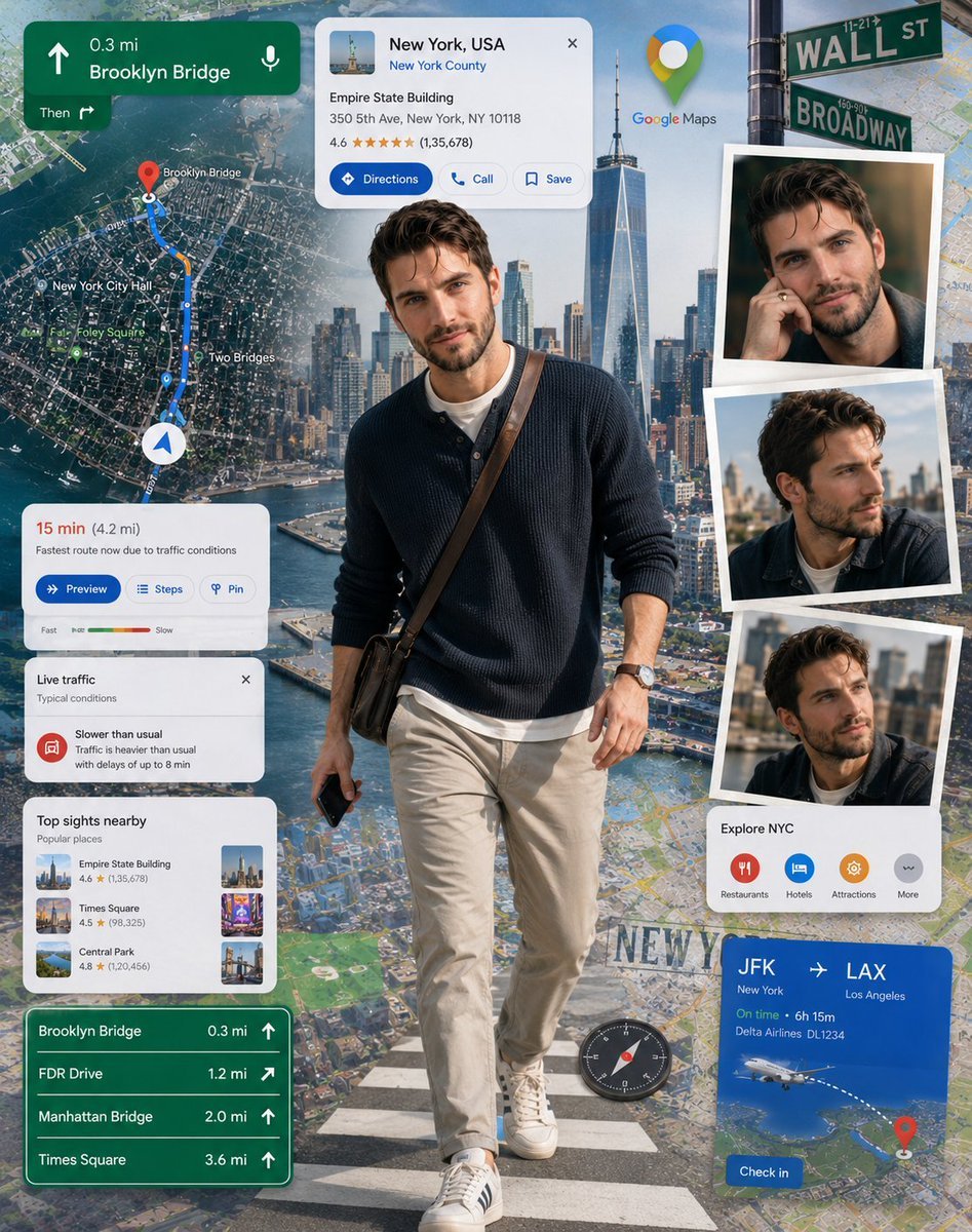 Google Maps Inspired Digital Collage Poster