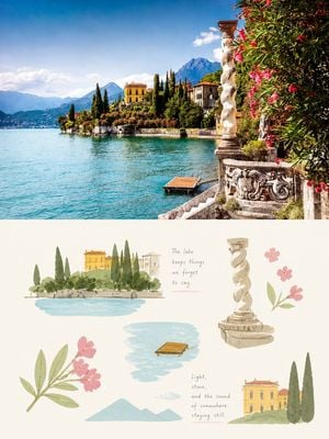 Lake Como Photo and Gouache Diptych
