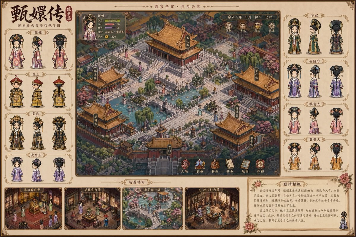 Historical drama pixel art concept