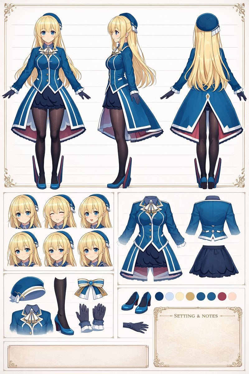Anime Character Design Reference Sheet