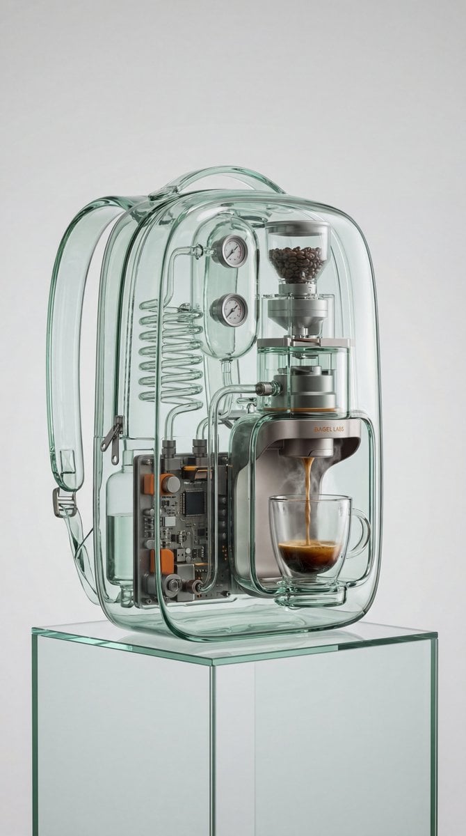 Recontextualized Backpack Espresso Machine Concept Prompt