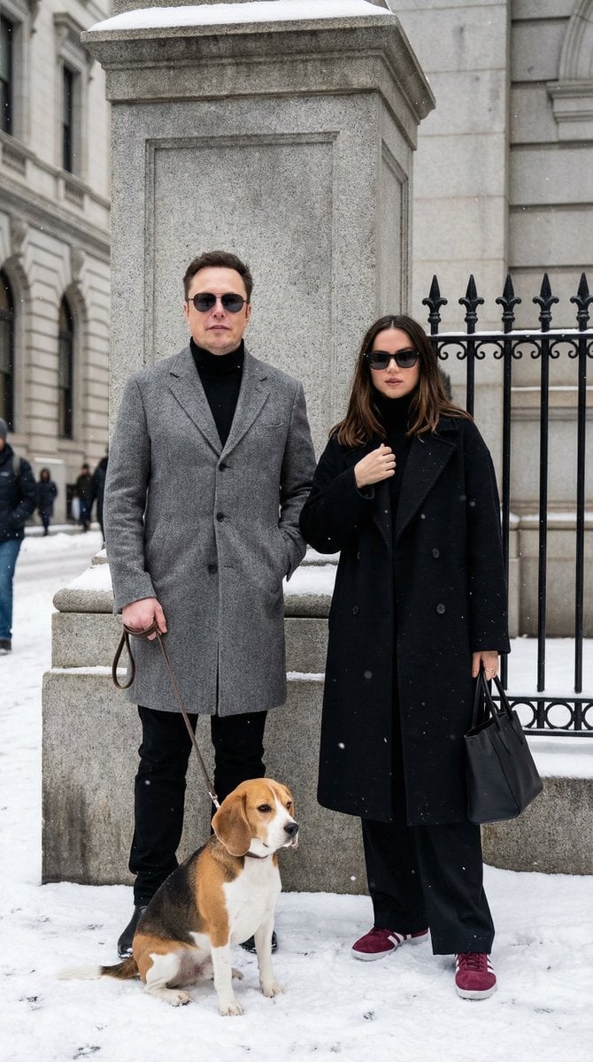 Sophisticated Urban Winter Couple Portrait