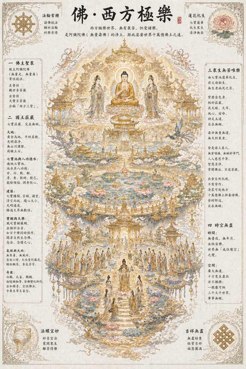 Ethereal Buddhist Pure Land scene