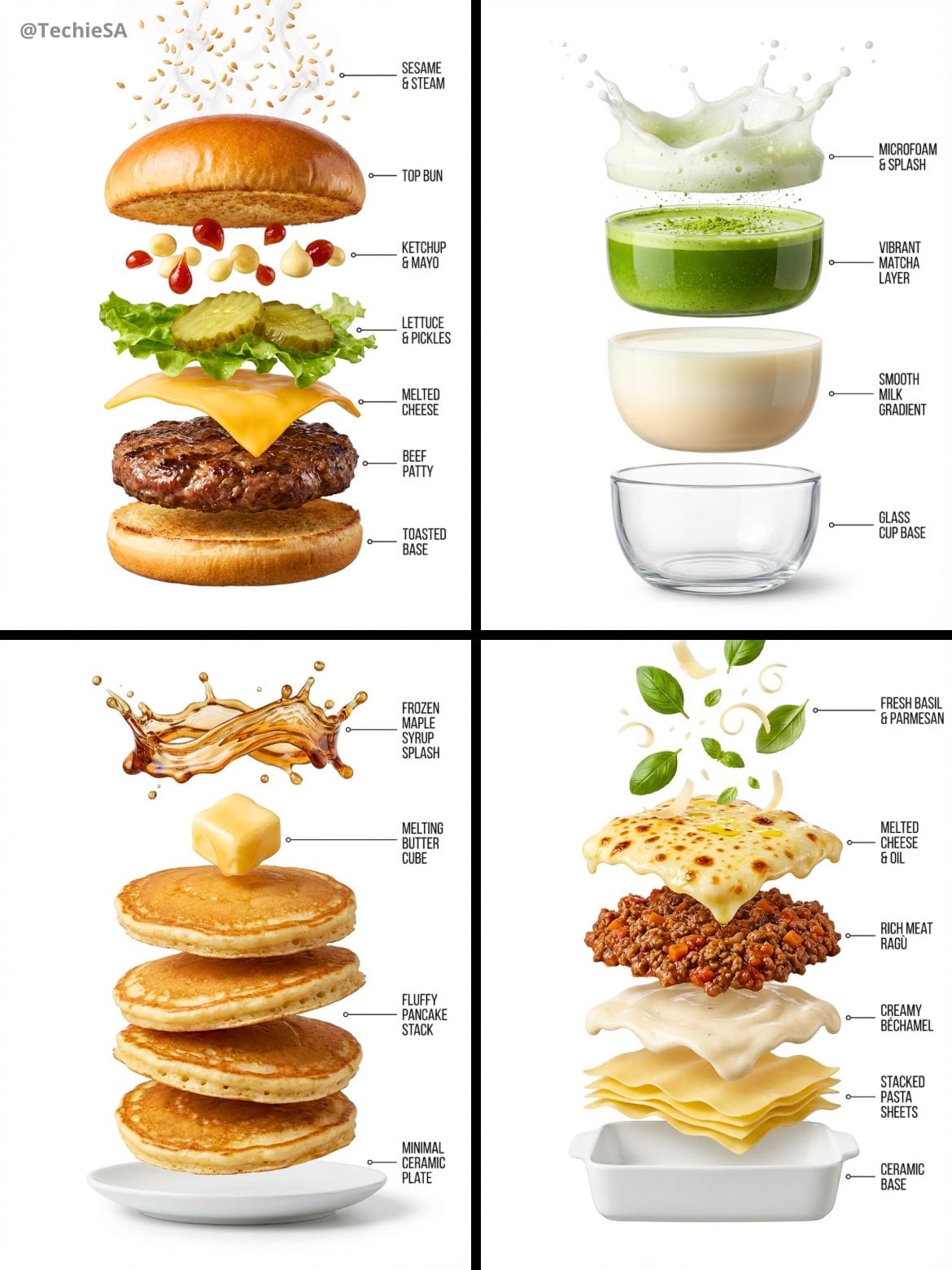 Hyper-realistic exploded vertical infographic composition