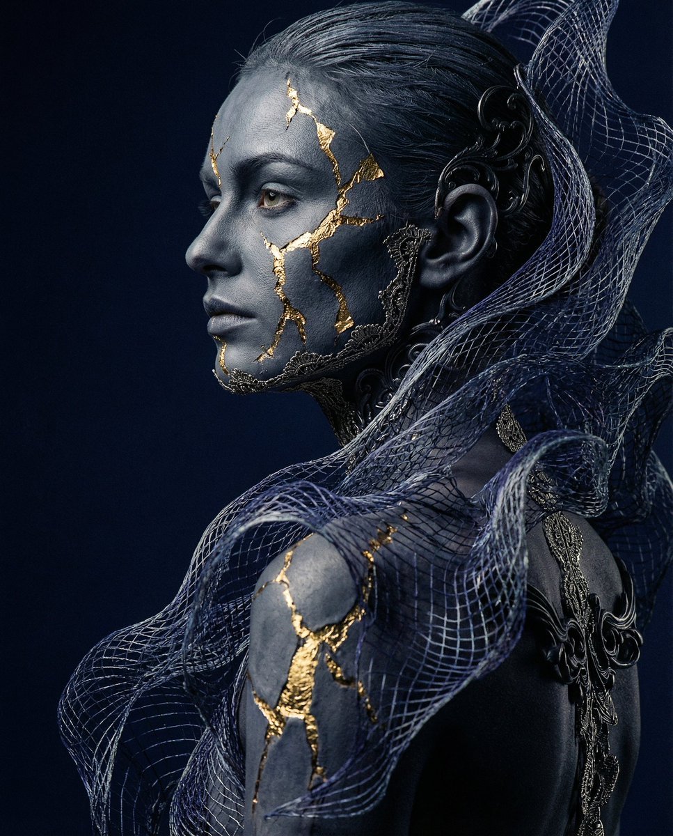 Avant-garde Conceptual Photography: Bio-Digital Kintsugi Portrait