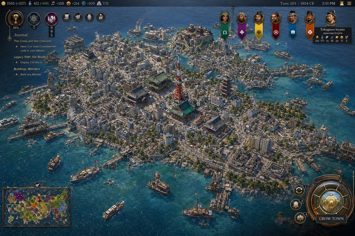 Civ-Style 1954 Tokyo Harbor Screenshot