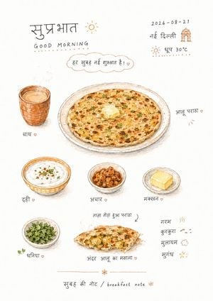 Hand-drawn Breakfast Journal Aesthetic Poster