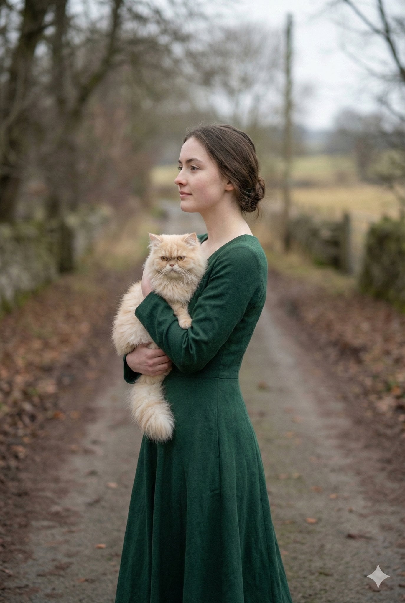 Portrait of a young woman in her early 20s walking calmly on a beautiful