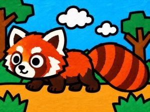 Cartoon Red Panda Forest Illustration