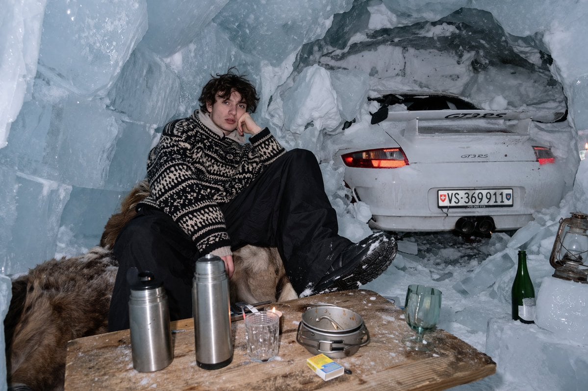 Surreal Ice Cave Flash Photography