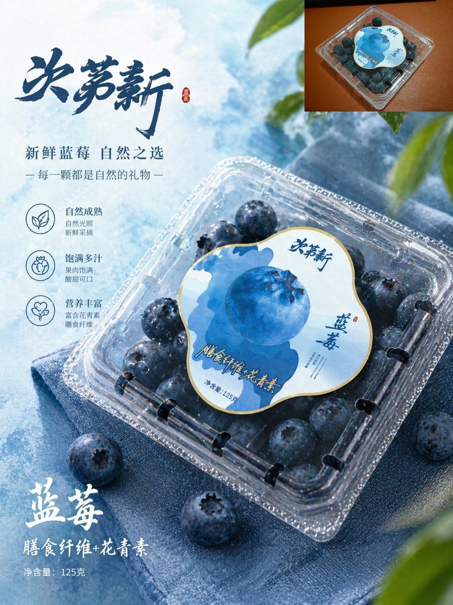Premium Blueberry Product Poster