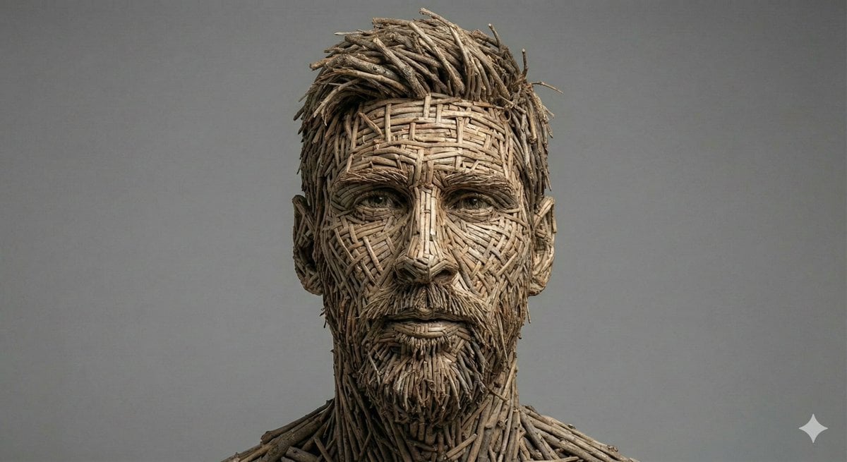 Woven Wooden Twig Portrait with Identity Lock