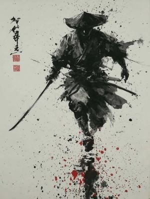 Sumi-e Samurai Ink Painting