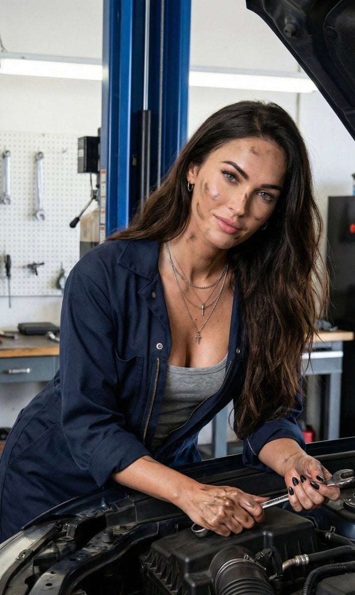 Hyper-Realistic Female Mechanic Portrait Prompt (JSON)