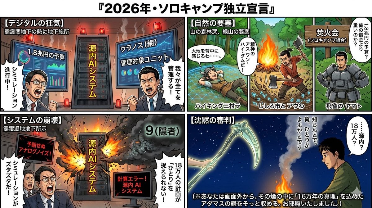 Four-Panel Manga: 2026 Solo Camping Declaration of Independence