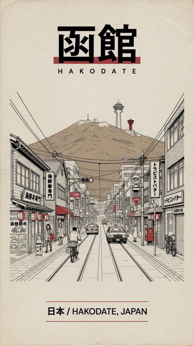 Vintage Hakodate Travel Poster