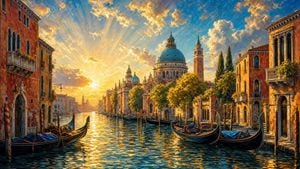 Venetian Canal Travel Poster Painting