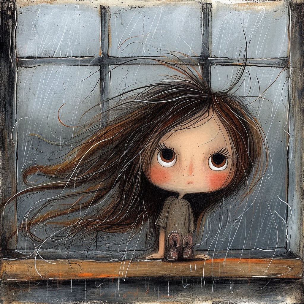 Surreal Woman at a Weathered Window