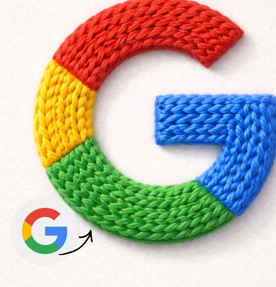Instagram logo made from thick knitted wool yarn, handcrafted textile