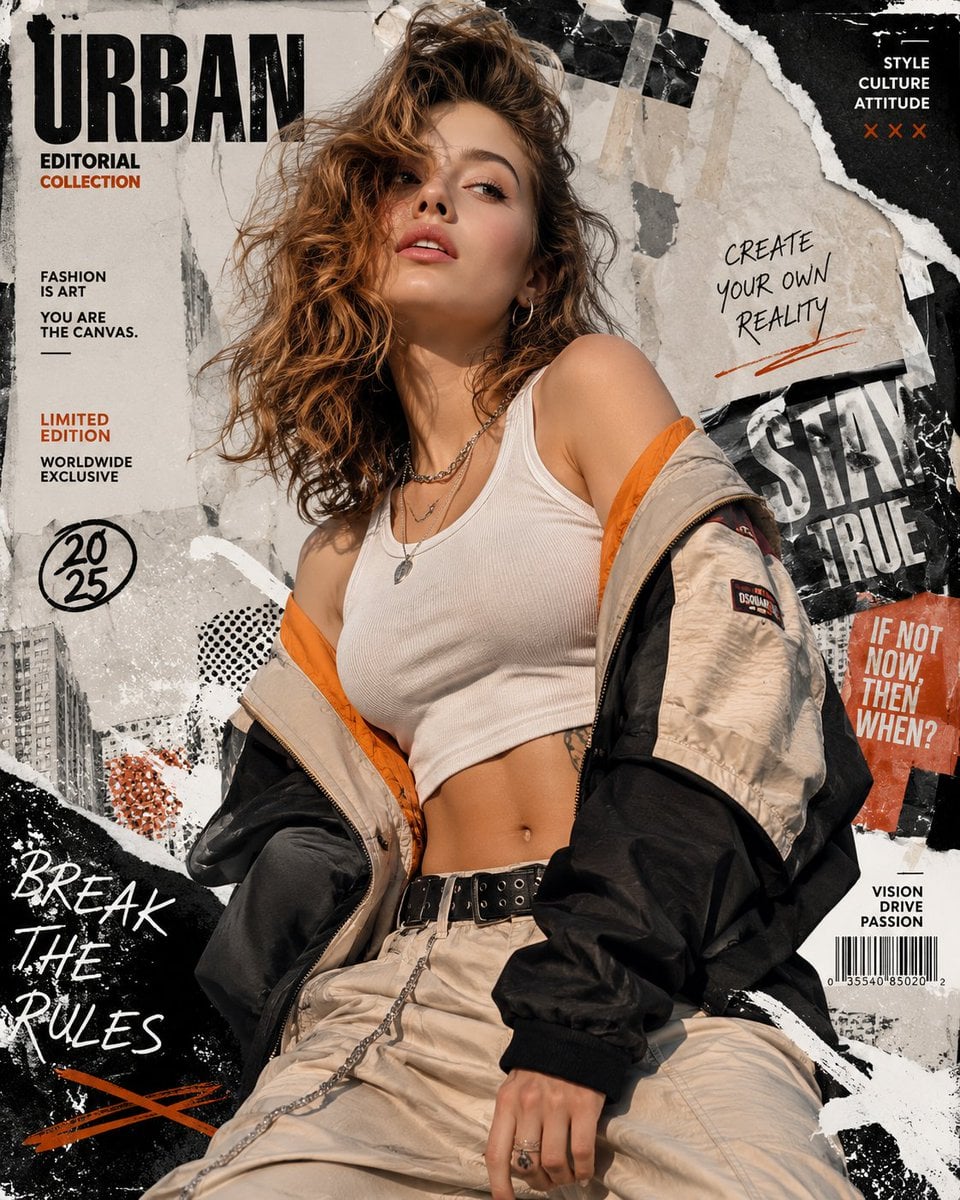 Urban Fashion Editorial Collage Streetwear Poster