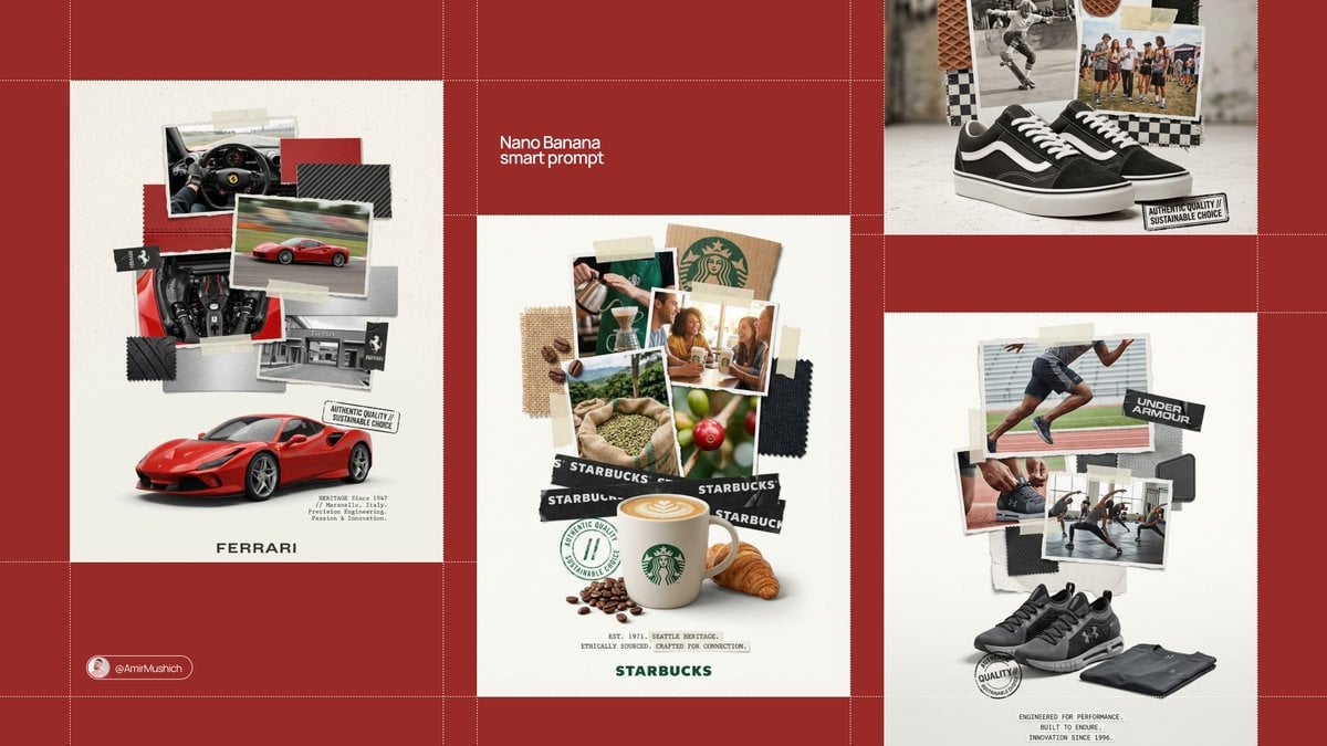 Typography Small, clean sans-serif and typewriter-style text blocks