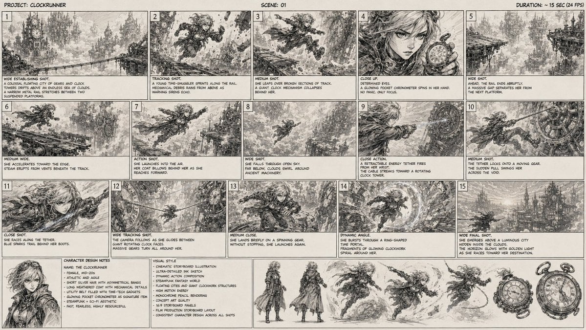 Clockrunner Steampunk Storyboard Sheet
