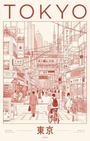 Minimalist Tokyo City Line-Art Poster