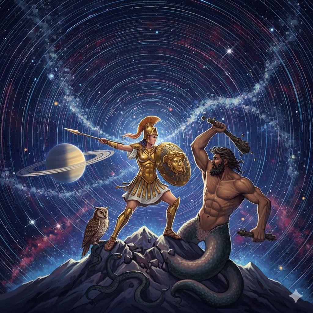 Athena vs. Enceladus Greek Mythology Prompt