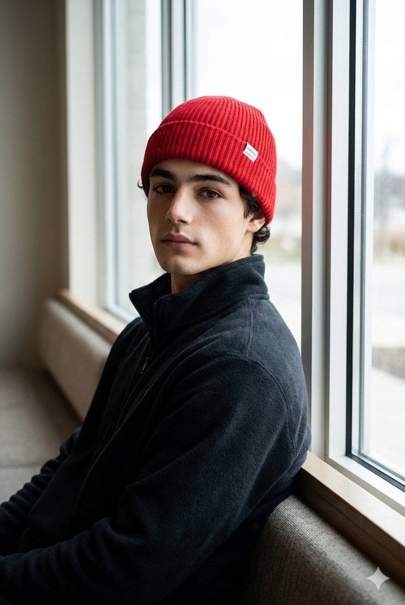 Portrait with Red Knit Cap Prompt