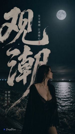 Tidal Bore Under Moonlight Poster
