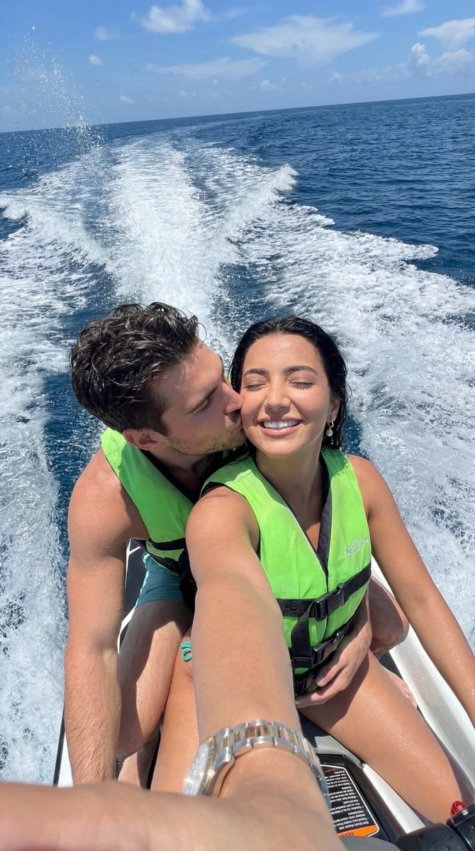Ultra-Photorealistic Jet Ski Vacation Selfie Kiss