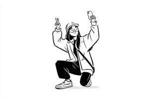 Minimalist Black and White Ink Character Illustration