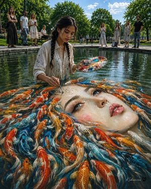 Surreal Koi Pond Portrait Painter