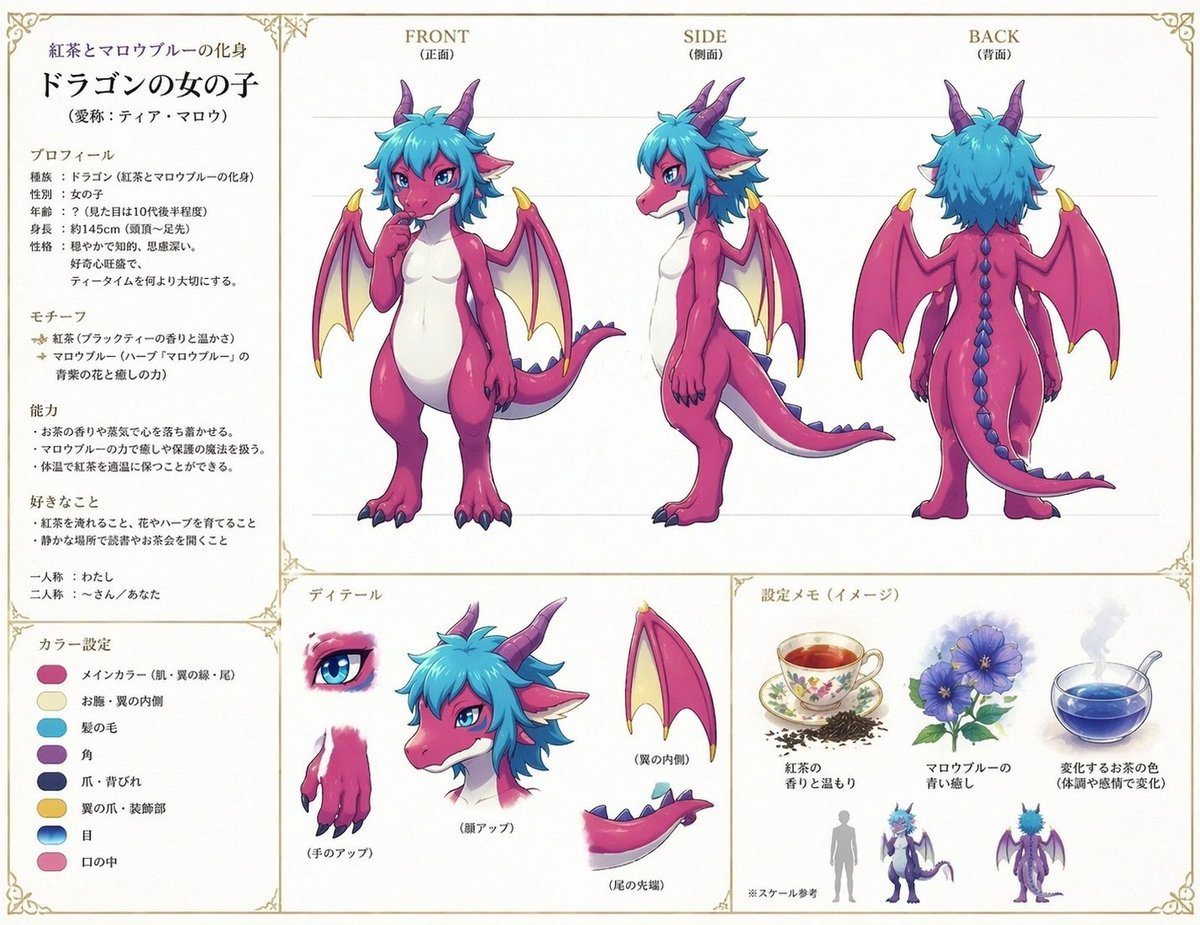 Anime Dragon Girl Reference Sheet