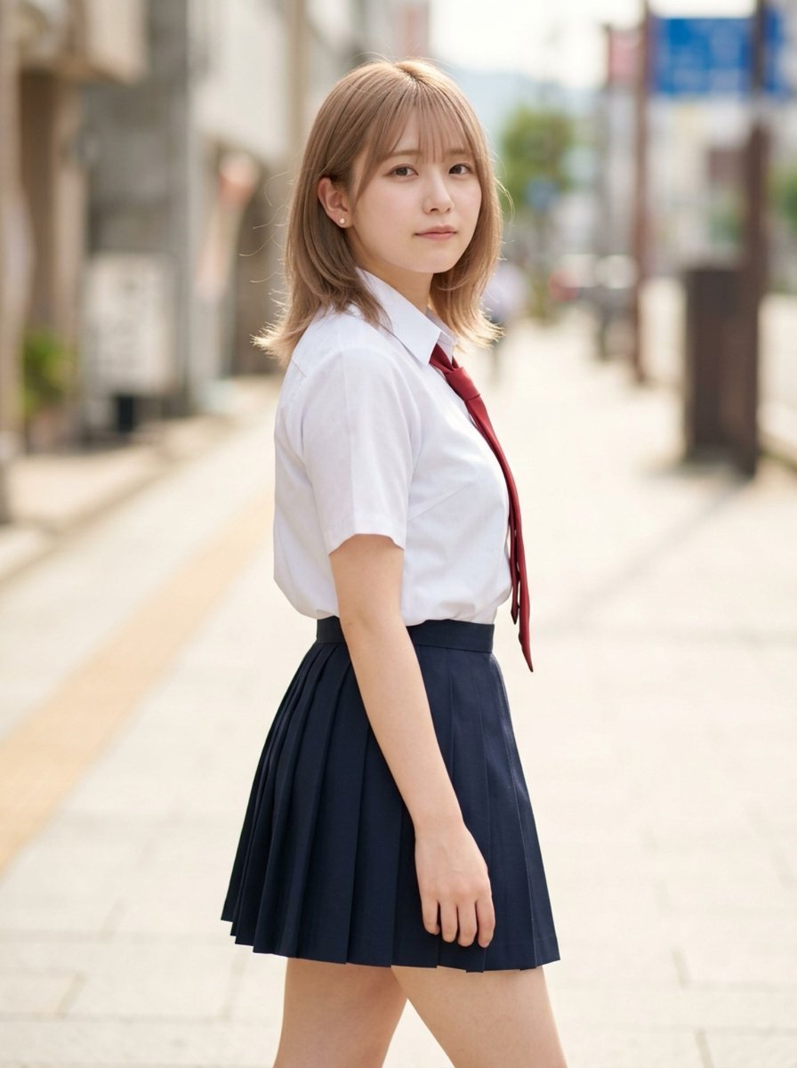 Censored School Uniform Street Portrait