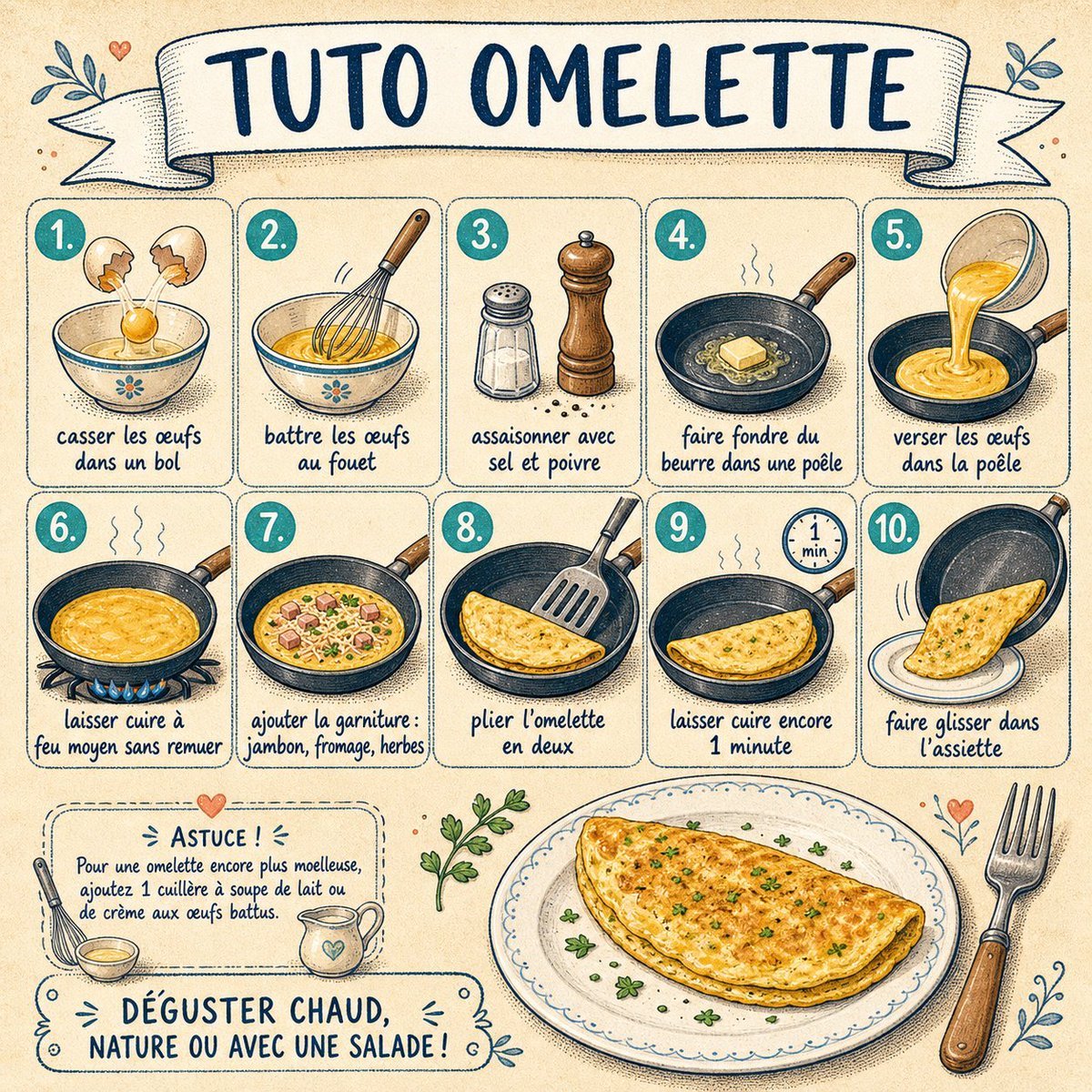 French Omelette Tutorial Poster
