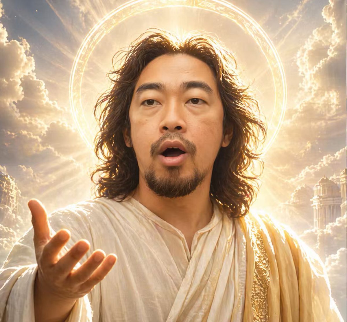 Divine Halo Portrait With Obscured Face