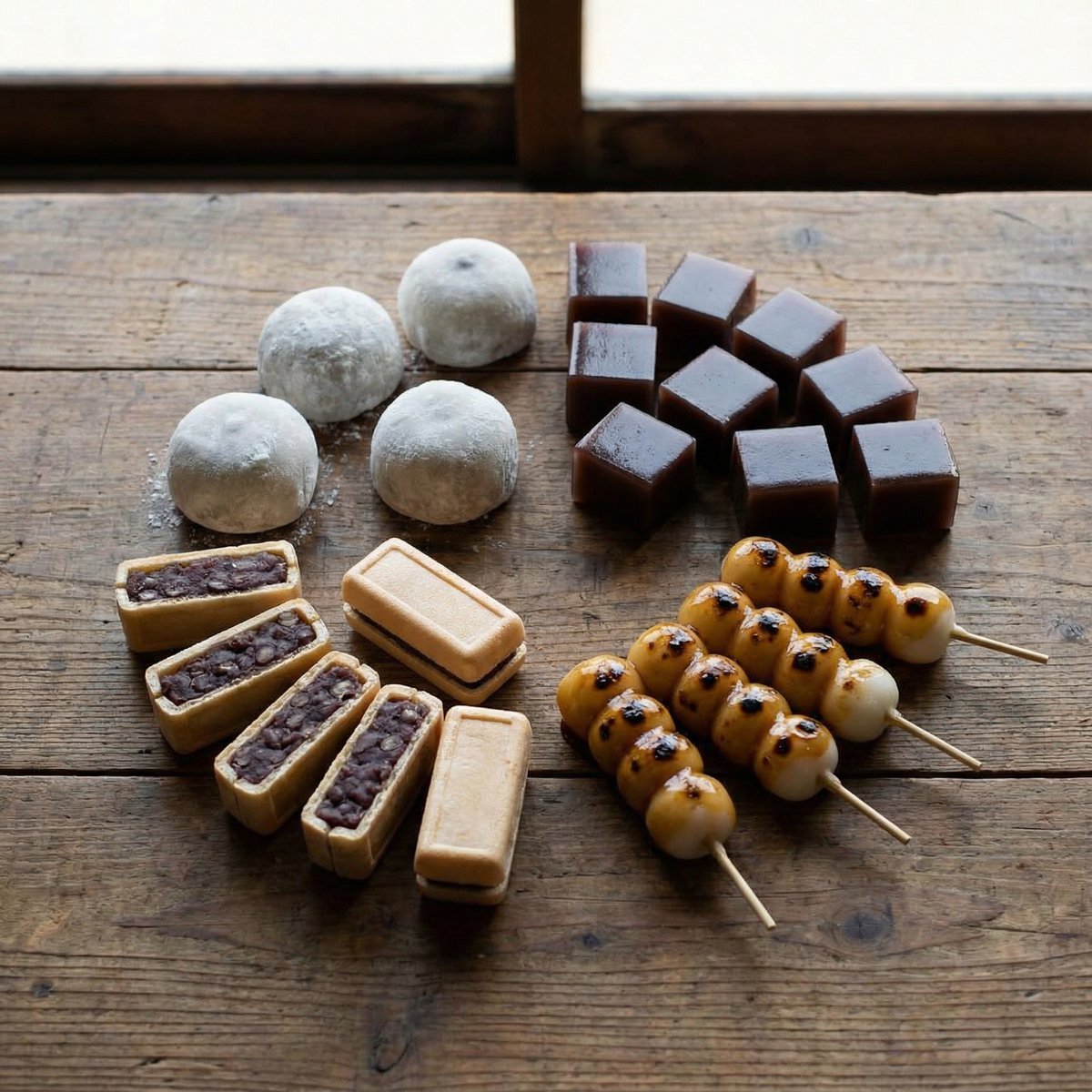 Perfectly Aligned Japanese Wagashi Sweets