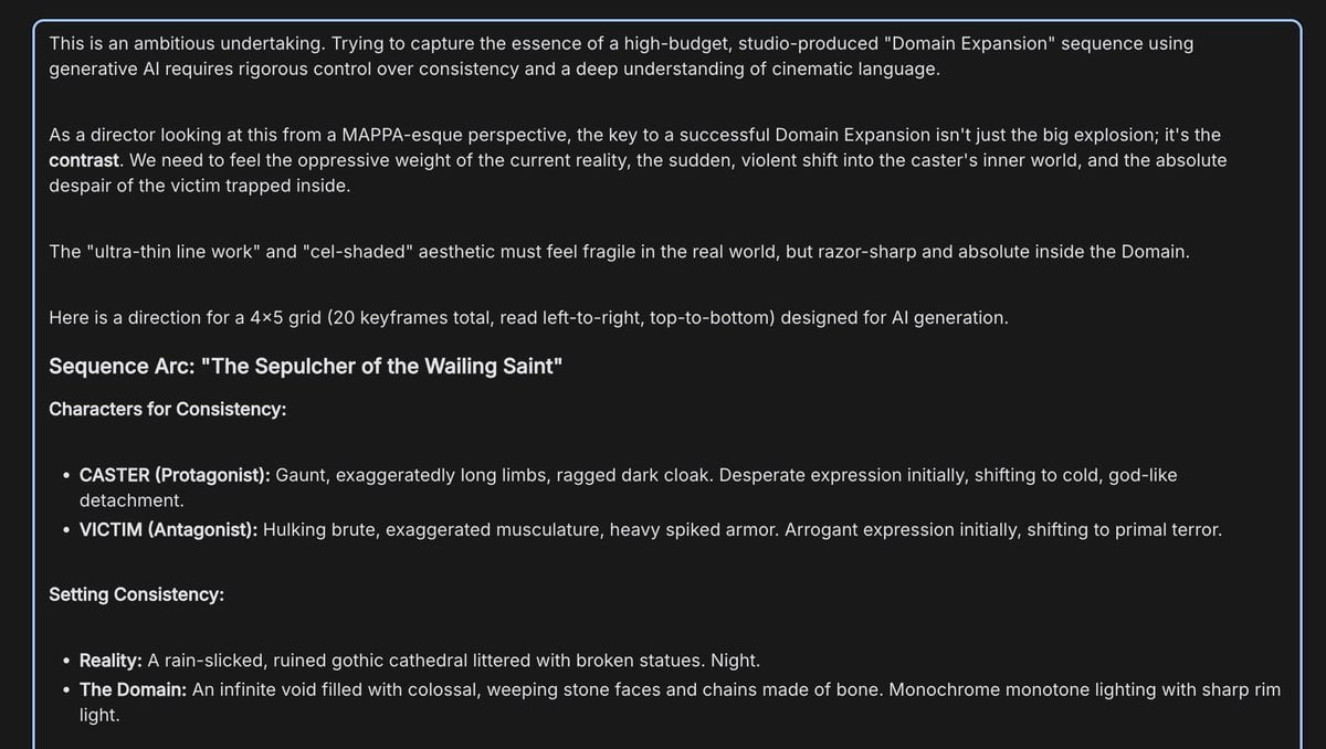 Anime Keyframe Sequence for Domain Expansion
