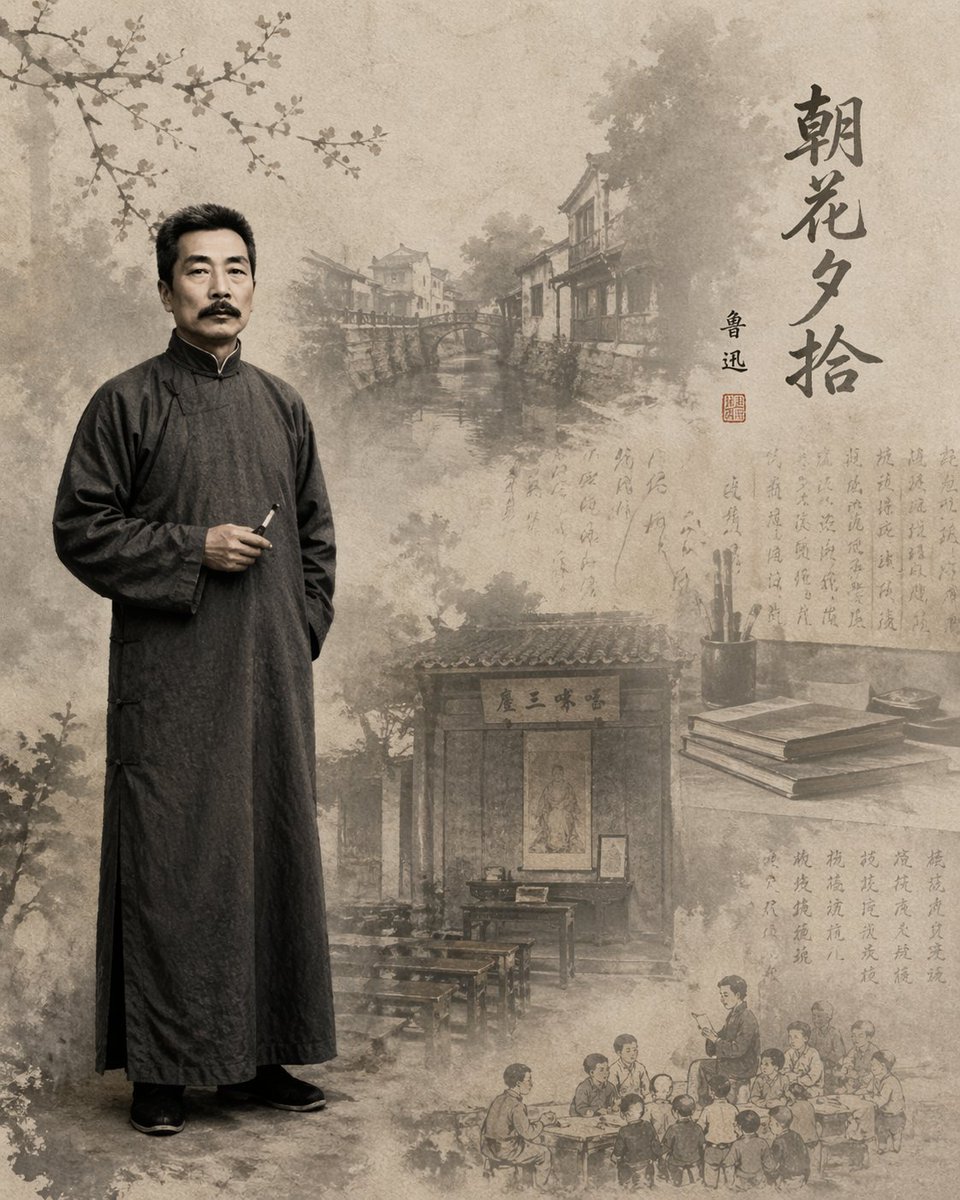 Lu Xun Literature Themed Illustration