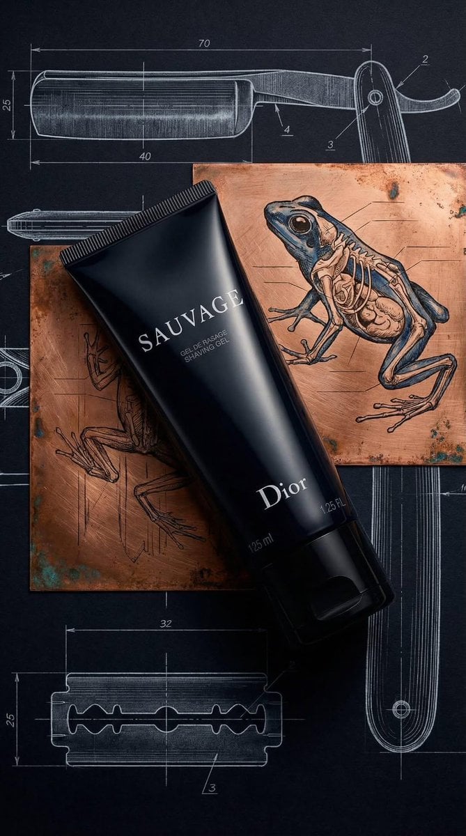 Luxury Product Photography of Dior Sauvage Shaving Gel