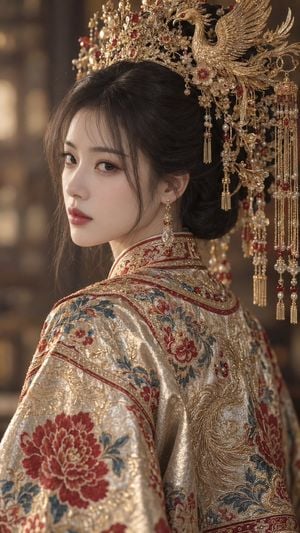 Golden Phoenix Crown Guofeng Portrait