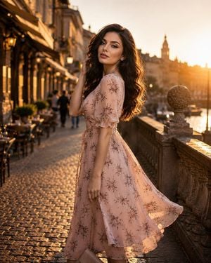 European Street Fashion Sunset Portrait