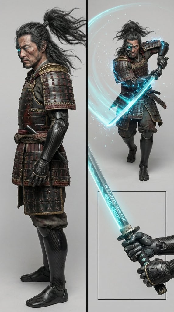 Character Design Prompt for Futuristic Samurai Warrior