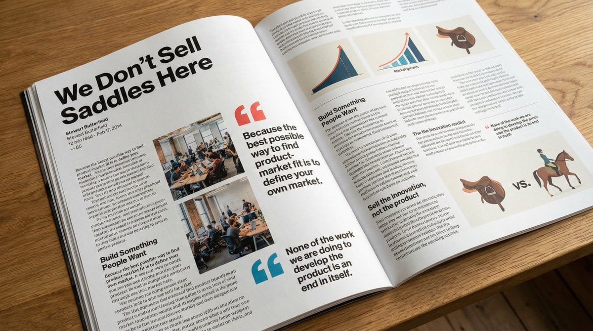 Glossy magazine article layout from text