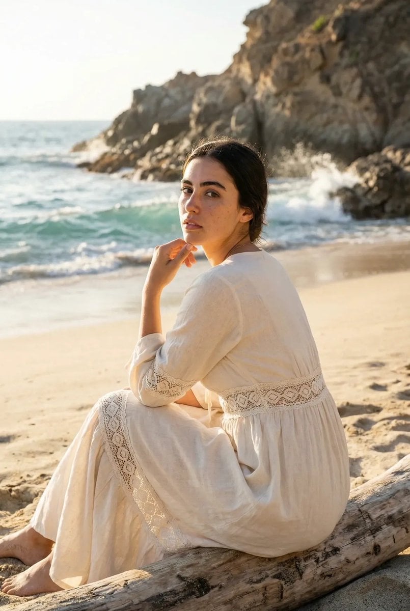 Cinematic Beach Portrait at Golden Hour