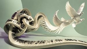 Piano Keyboard Transforming Into Doves