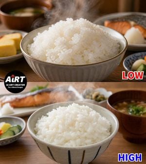 Steamed Rice Low High Comparison