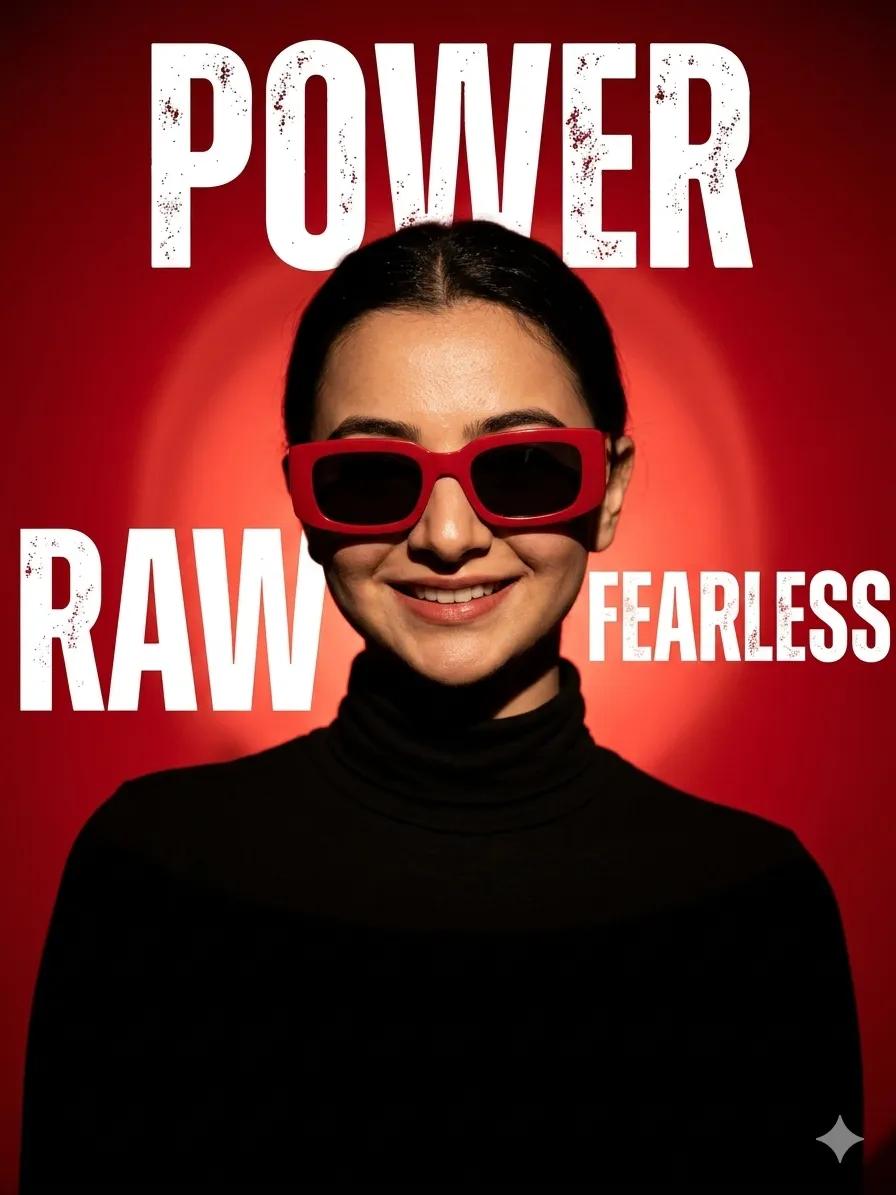 Ultra-Realistic Fashion Portrait with Bold Typography